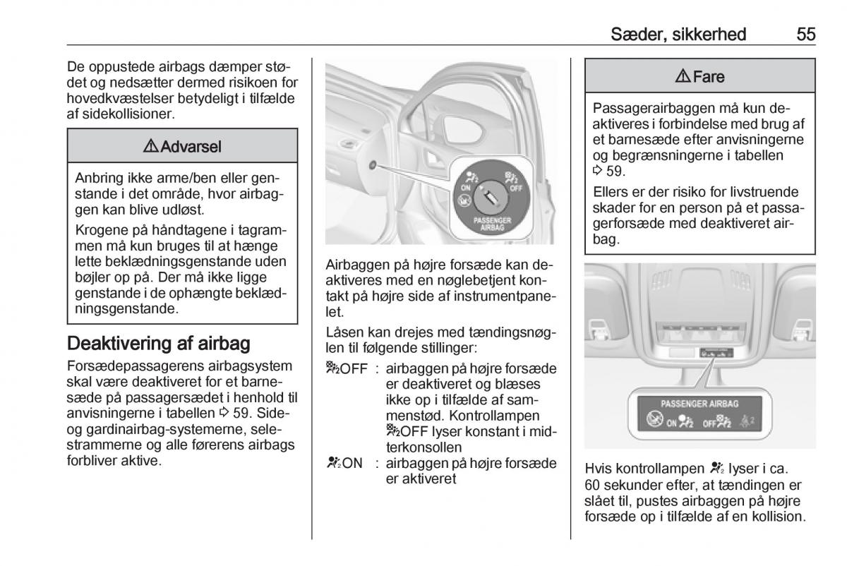 Opel Astra K V 5 Bilens instruktionsbog / page 57