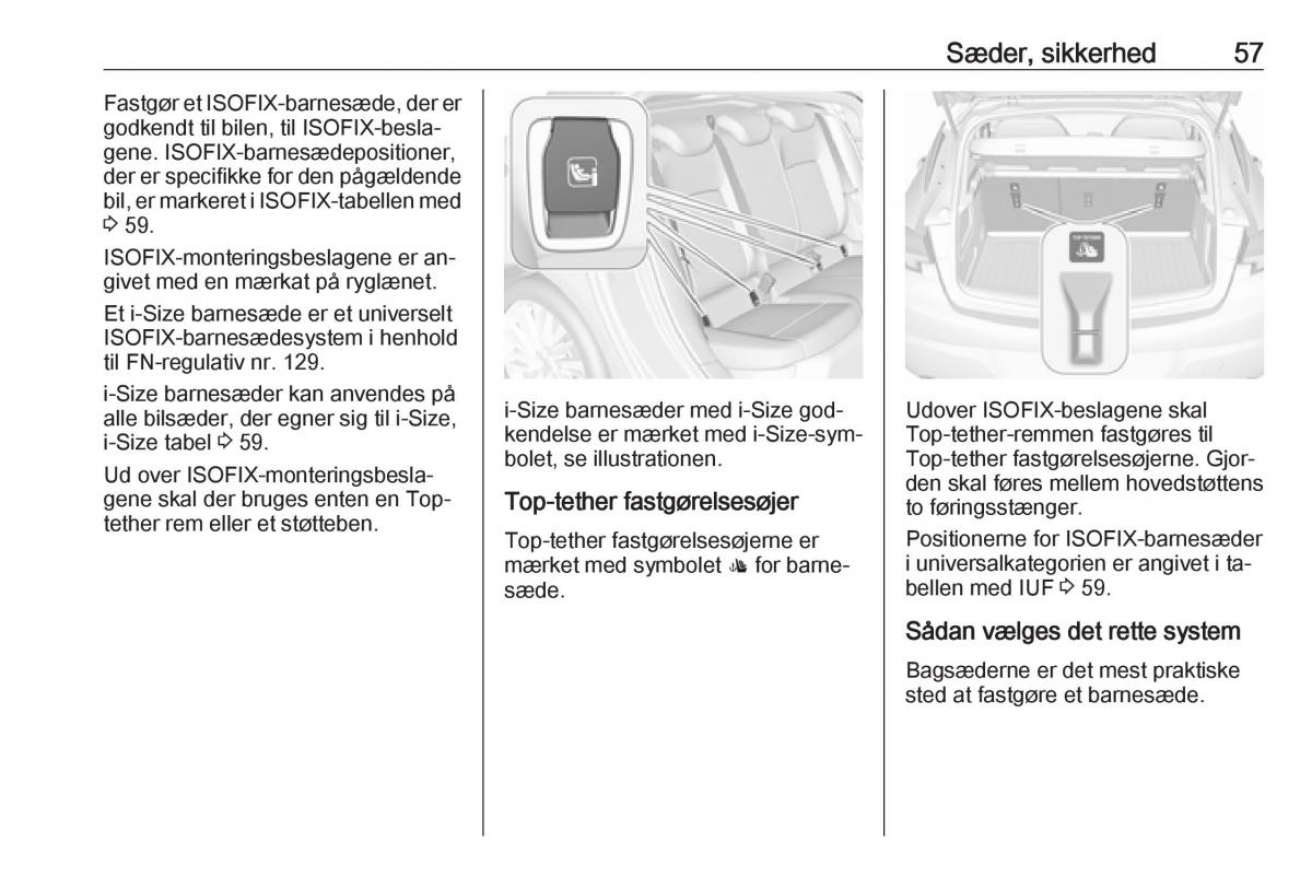 Opel Astra K V 5 Bilens instruktionsbog / page 59