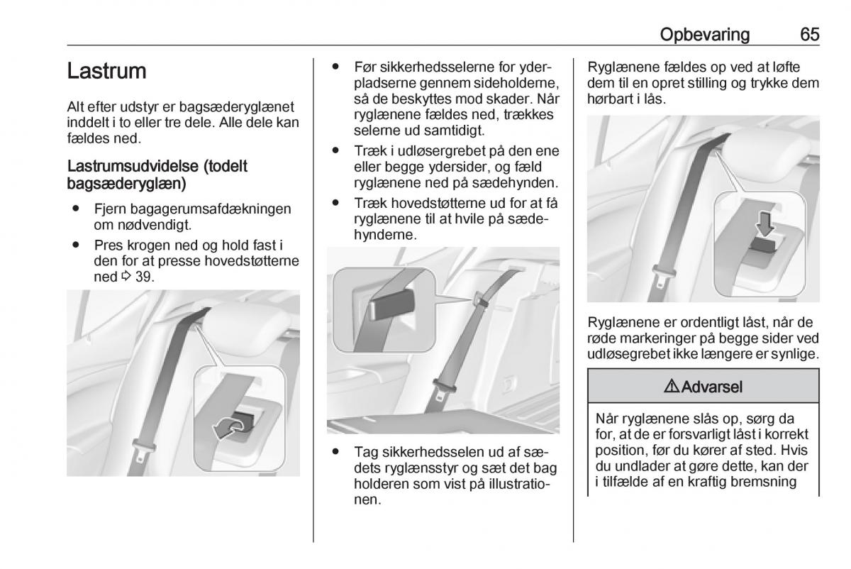 Opel Astra K V 5 Bilens instruktionsbog / page 67