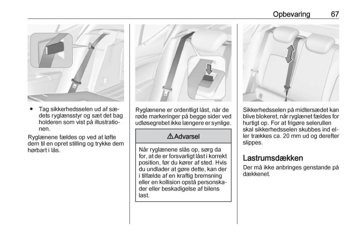 Opel Astra K V 5 Bilens instruktionsbog / page 69