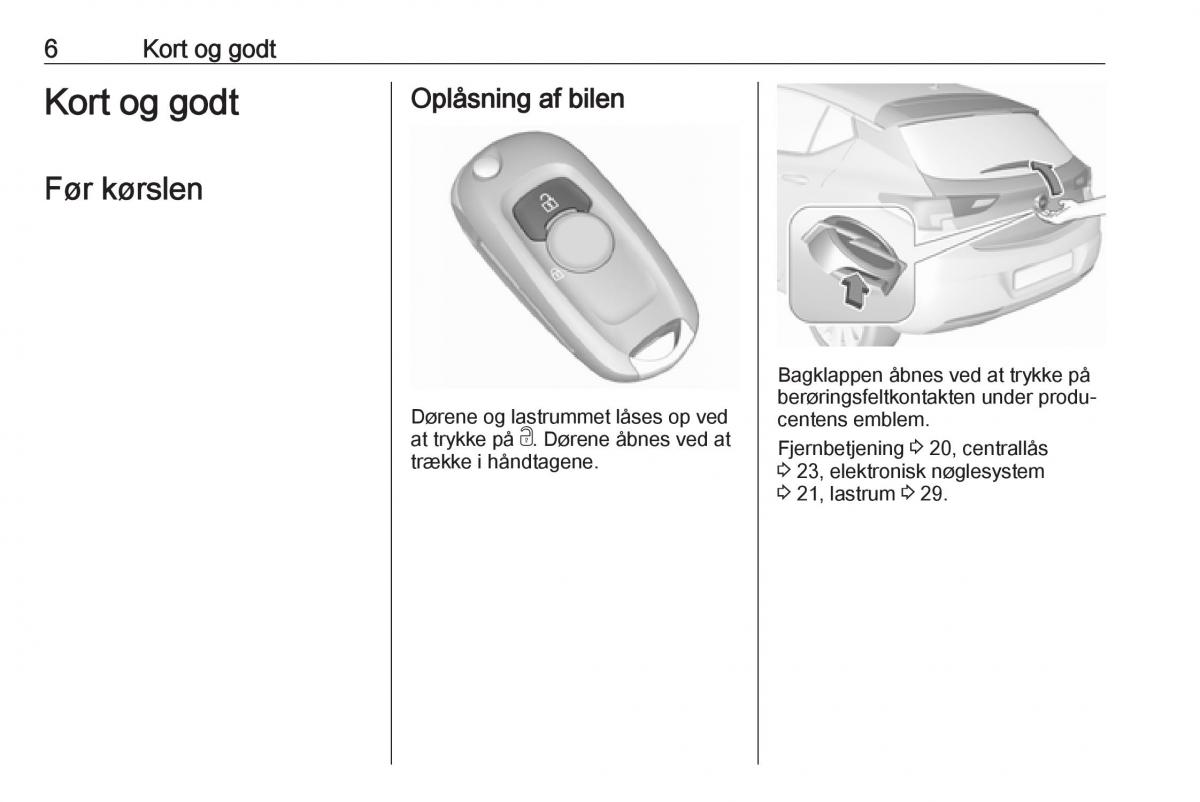 Opel Astra K V 5 Bilens instruktionsbog / page 8