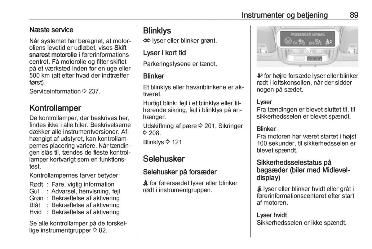 Opel Astra K V 5 Bilens instruktionsbog / page 91