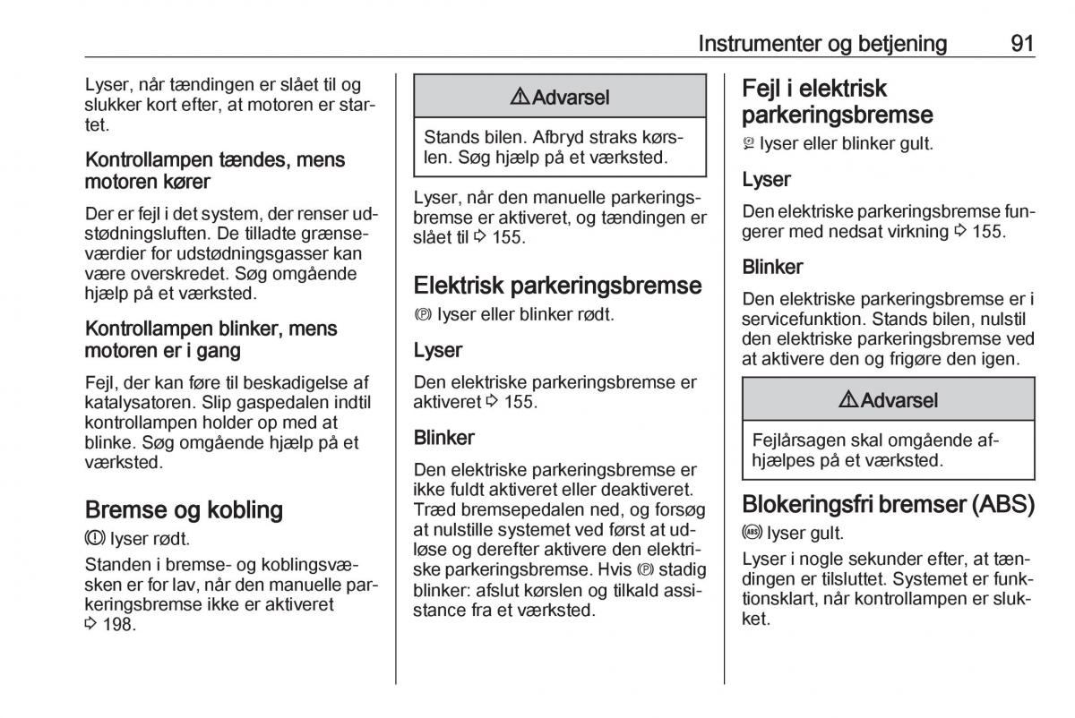 Opel Astra K V 5 Bilens instruktionsbog / page 93