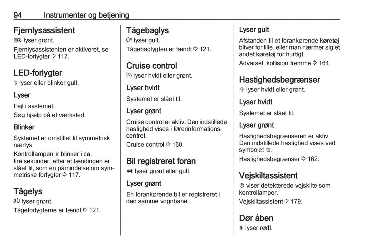 Opel Astra K V 5 Bilens instruktionsbog / page 96