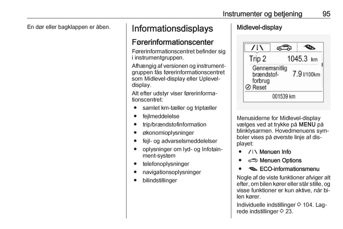 Opel Astra K V 5 Bilens instruktionsbog / page 97