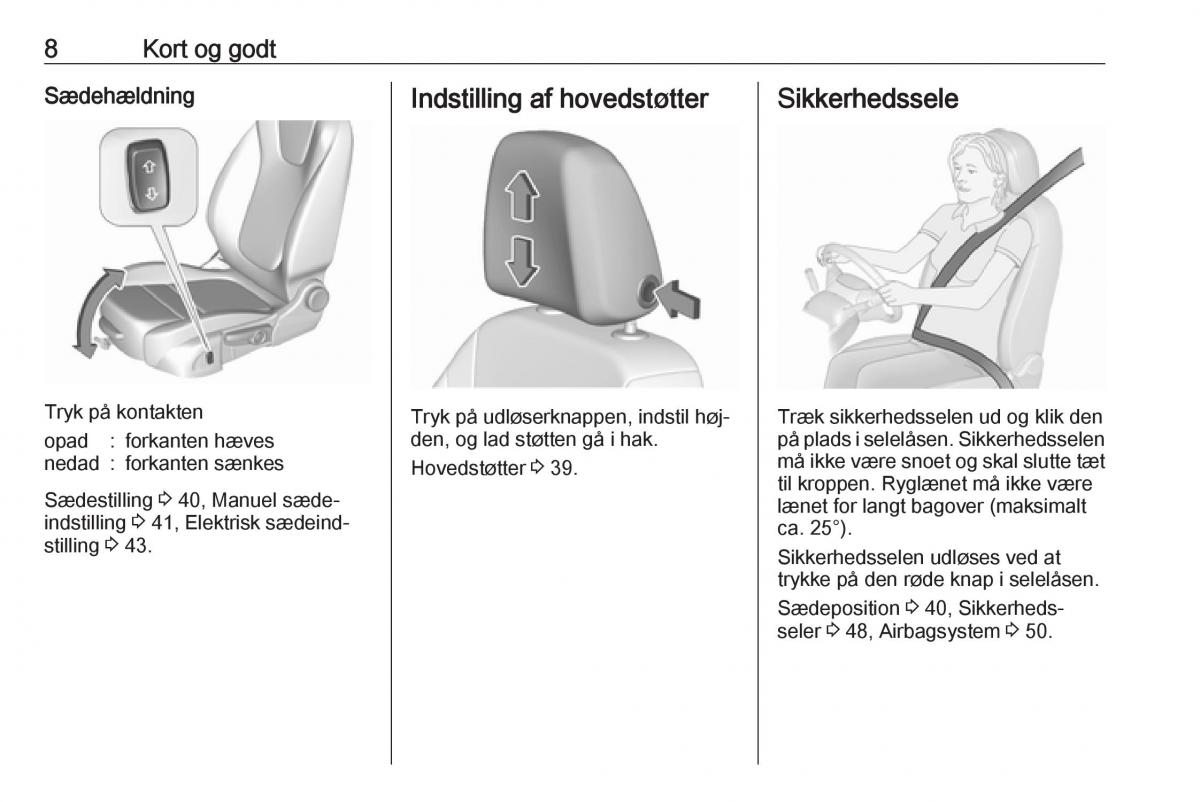 Opel Astra K V 5 Bilens instruktionsbog / page 10