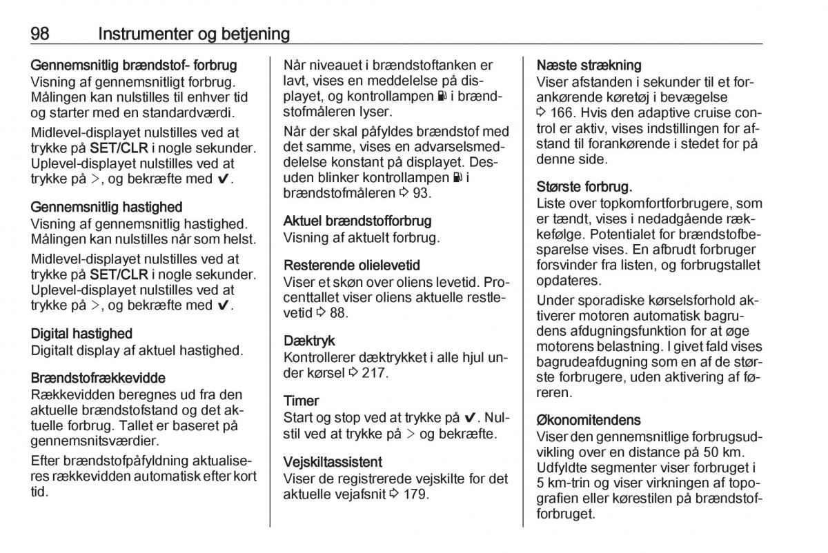 Opel Astra K V 5 Bilens instruktionsbog / page 100