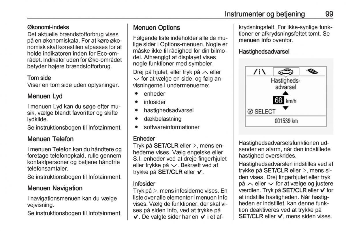 Opel Astra K V 5 Bilens instruktionsbog / page 101