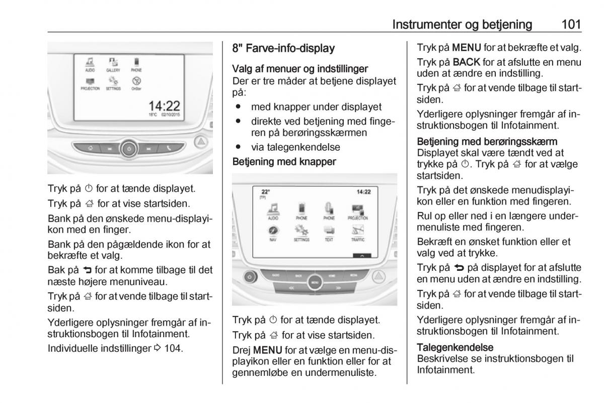 Opel Astra K V 5 Bilens instruktionsbog / page 103