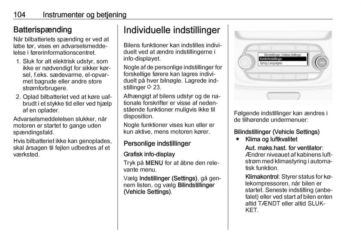 Opel Astra K V 5 Bilens instruktionsbog / page 106