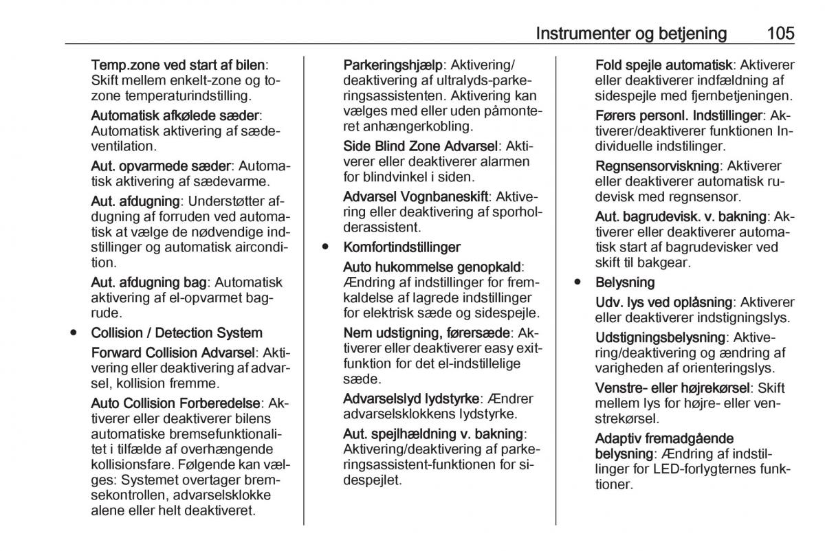 Opel Astra K V 5 Bilens instruktionsbog / page 107