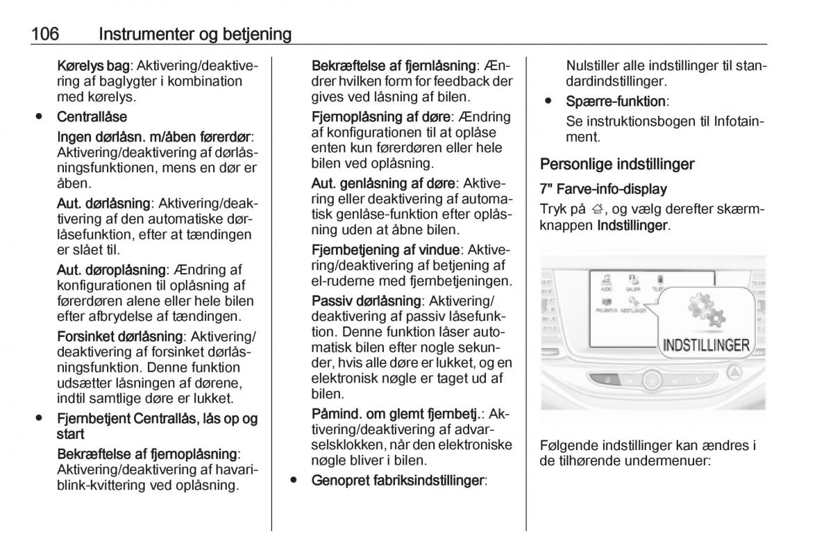 Opel Astra K V 5 Bilens instruktionsbog / page 108