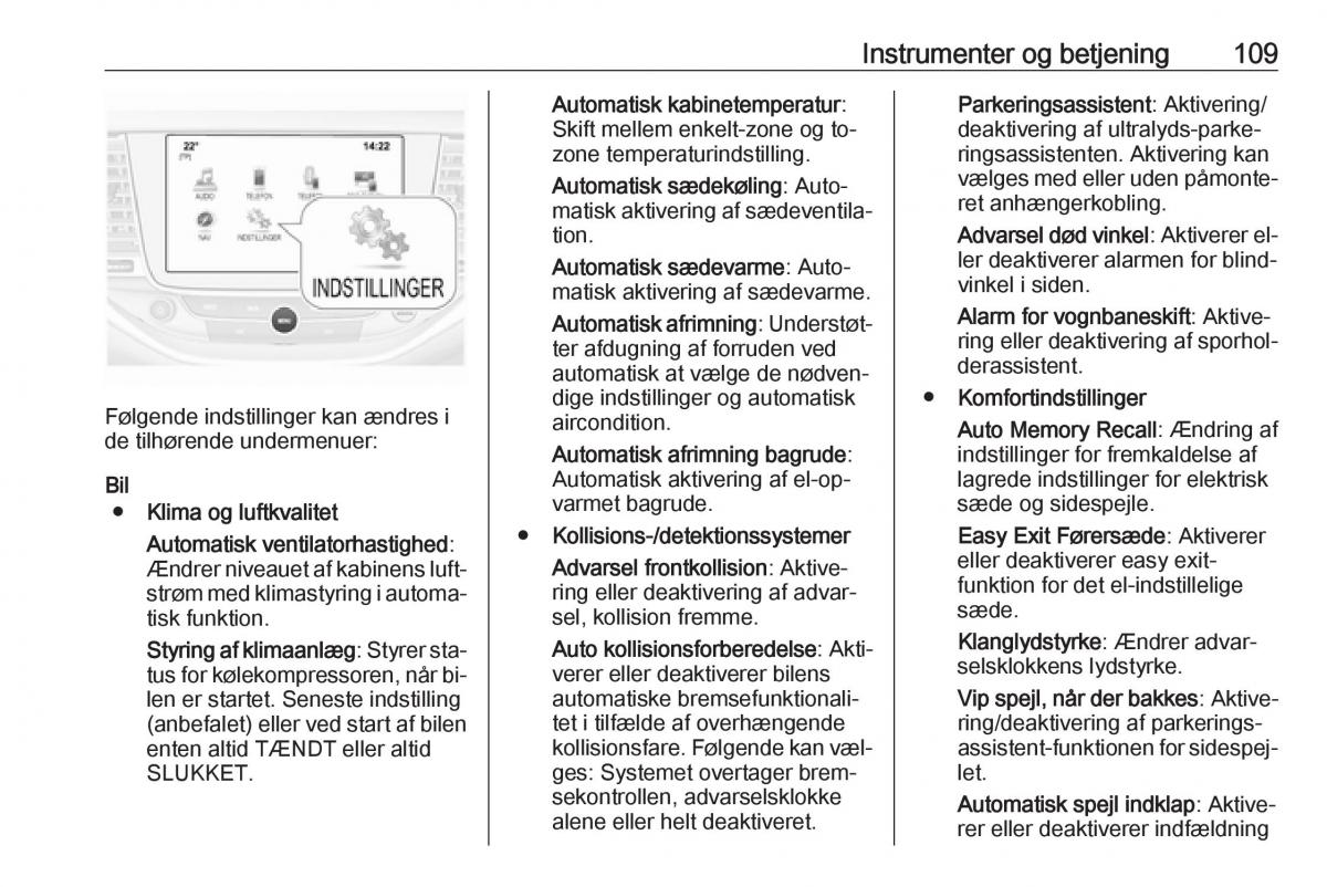 Opel Astra K V 5 Bilens instruktionsbog / page 111