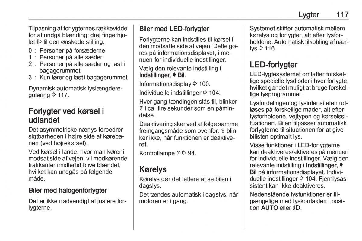 Opel Astra K V 5 Bilens instruktionsbog / page 119