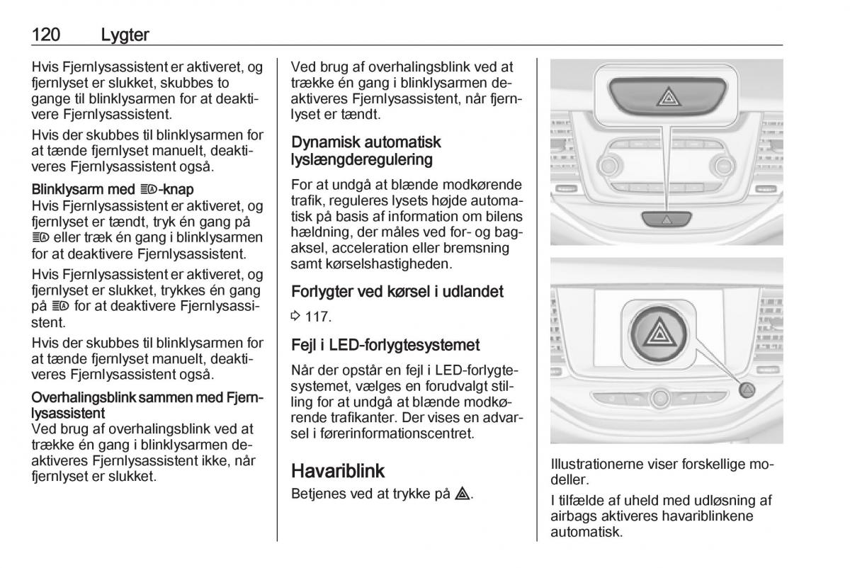 Opel Astra K V 5 Bilens instruktionsbog / page 122