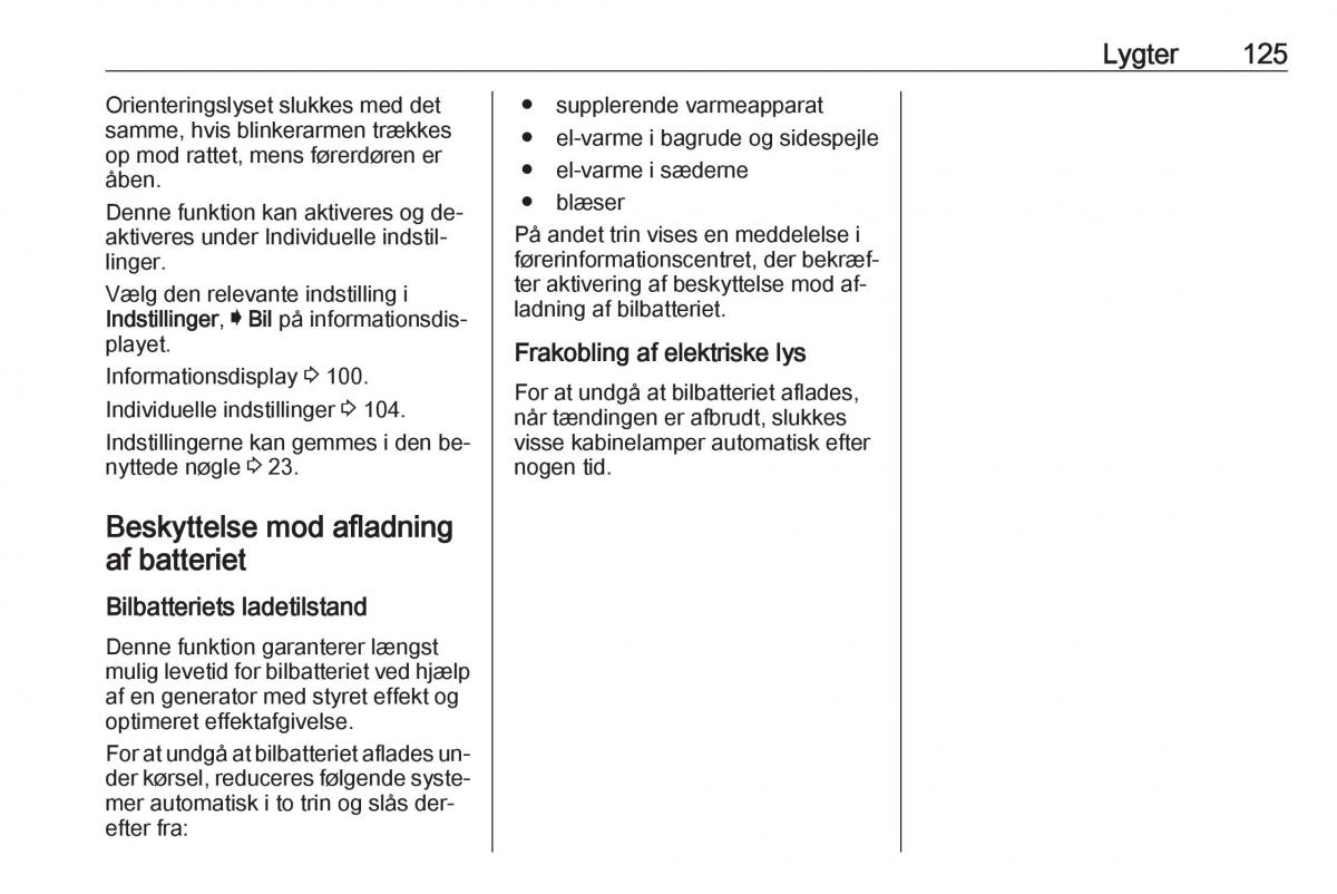 Opel Astra K V 5 Bilens instruktionsbog / page 127