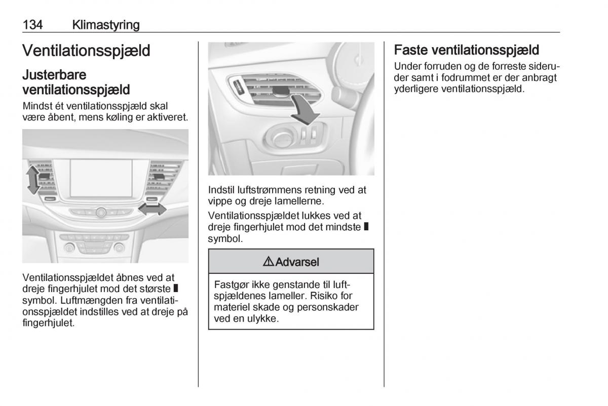 Opel Astra K V 5 Bilens instruktionsbog / page 136