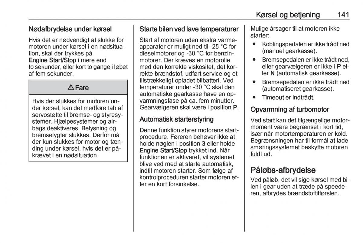 Opel Astra K V 5 Bilens instruktionsbog / page 143