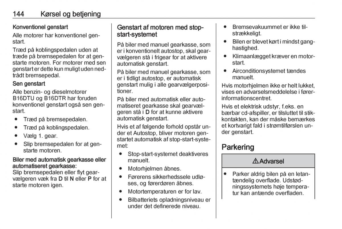 Opel Astra K V 5 Bilens instruktionsbog / page 146