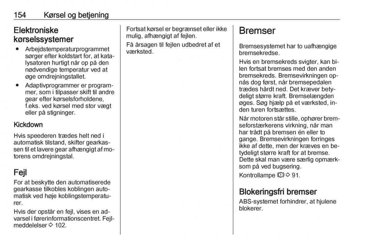 Opel Astra K V 5 Bilens instruktionsbog / page 156