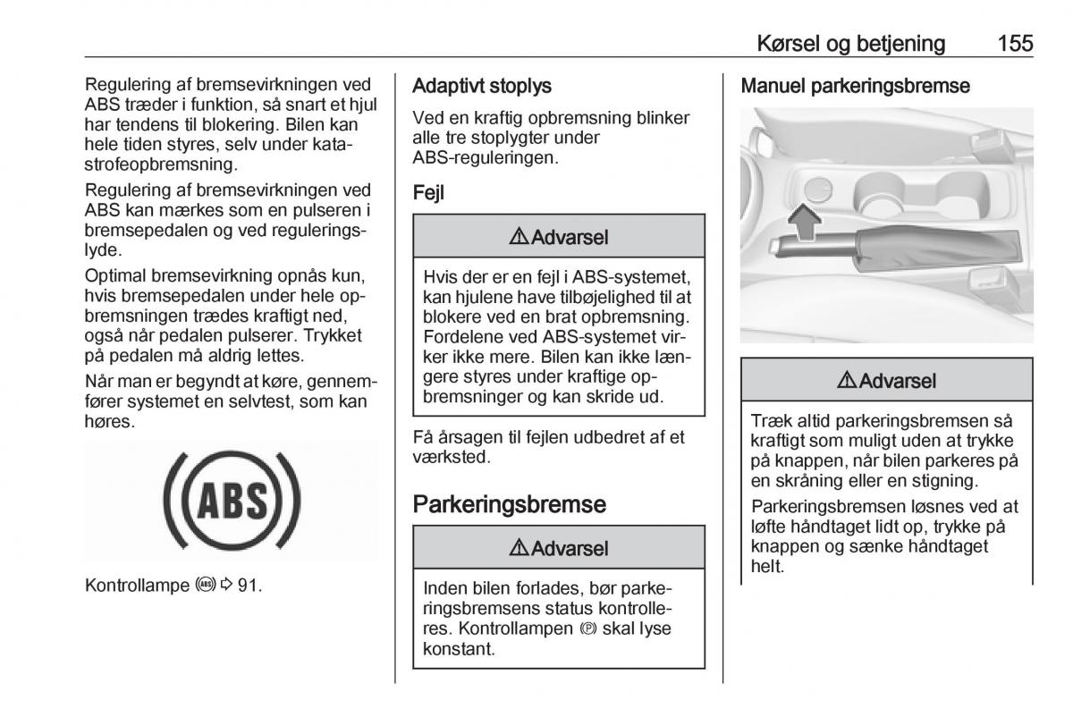 Opel Astra K V 5 Bilens instruktionsbog / page 157