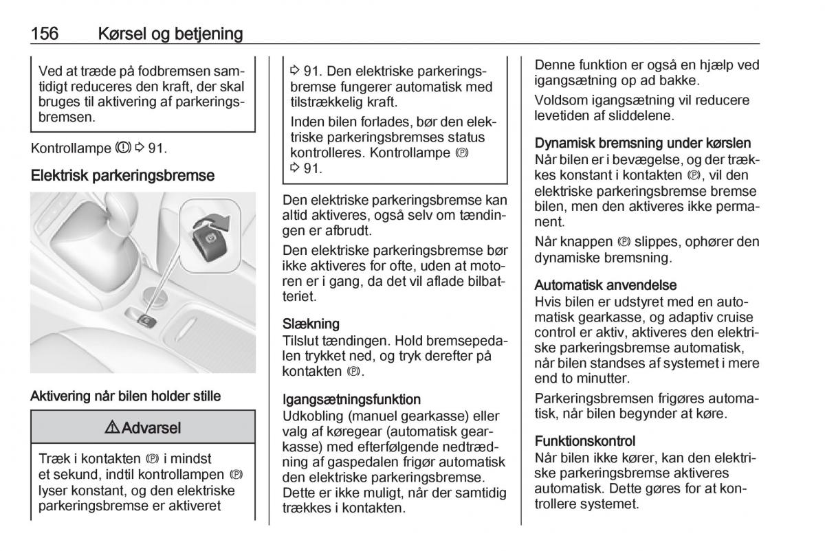 Opel Astra K V 5 Bilens instruktionsbog / page 158