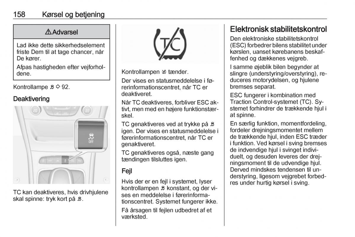 Opel Astra K V 5 Bilens instruktionsbog / page 160