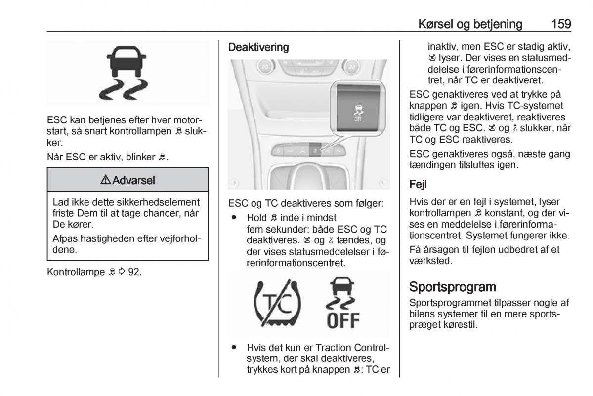 Opel Astra K V 5 Bilens instruktionsbog / page 161