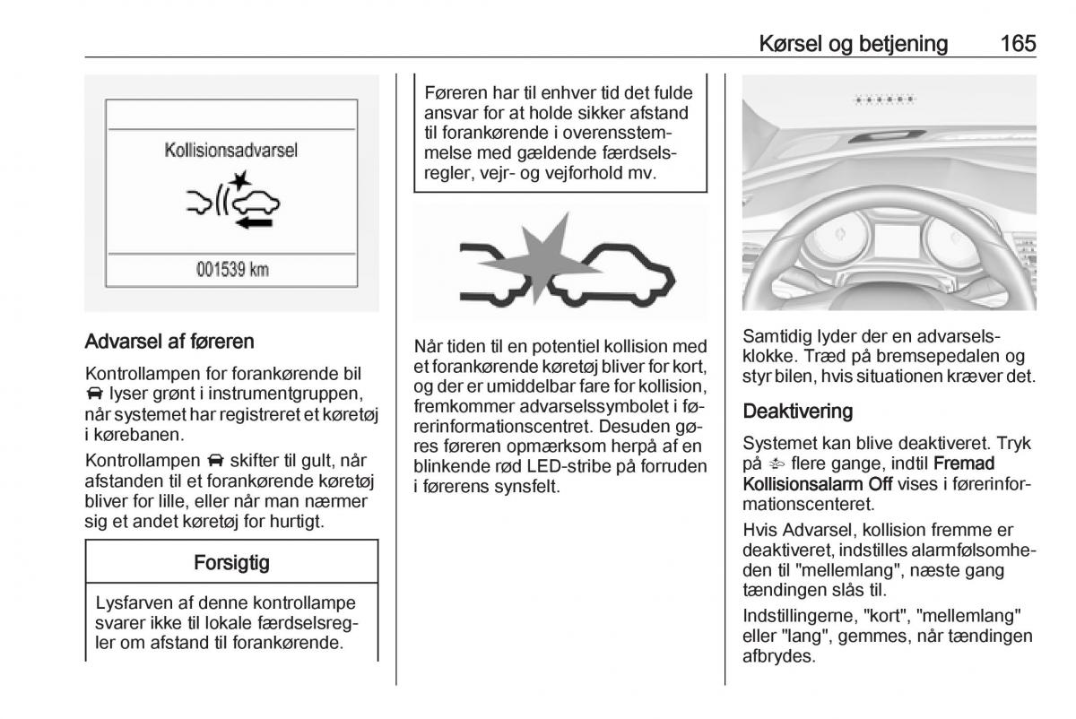 Opel Astra K V 5 Bilens instruktionsbog / page 167