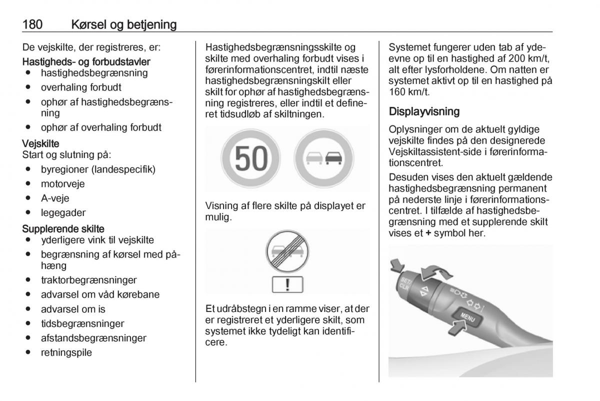 Opel Astra K V 5 Bilens instruktionsbog / page 182