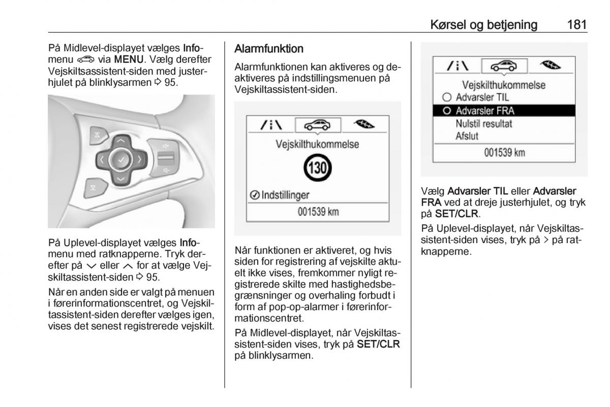 Opel Astra K V 5 Bilens instruktionsbog / page 183