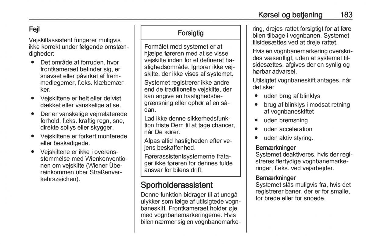 Opel Astra K V 5 Bilens instruktionsbog / page 185