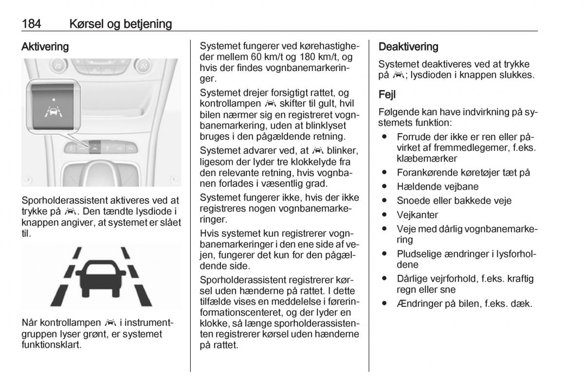 Opel Astra K V 5 Bilens instruktionsbog / page 186