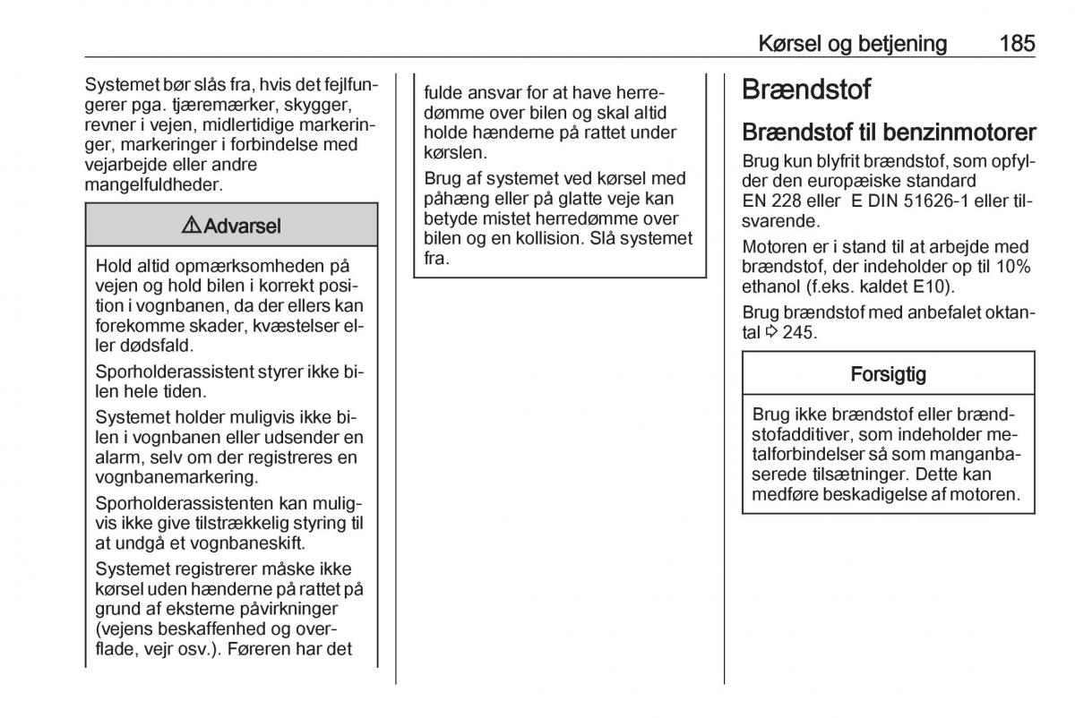 Opel Astra K V 5 Bilens instruktionsbog / page 187