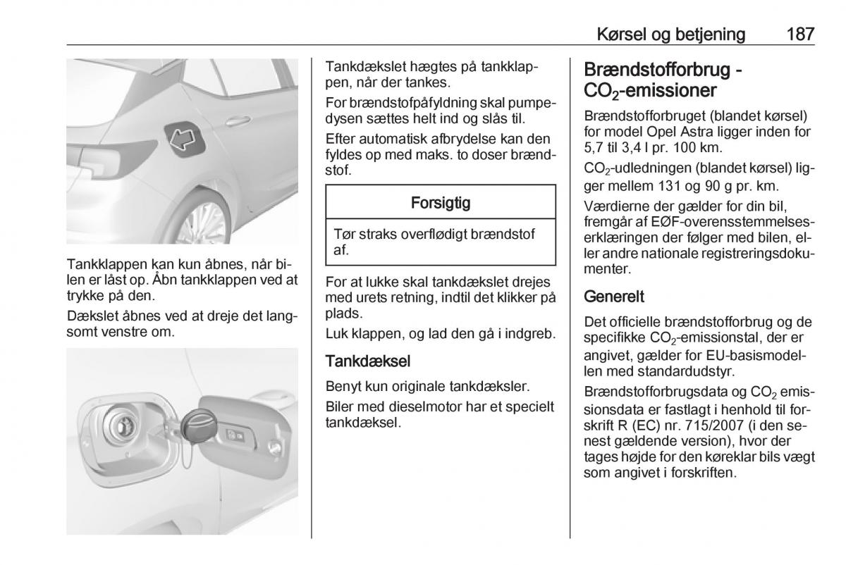 Opel Astra K V 5 Bilens instruktionsbog / page 189