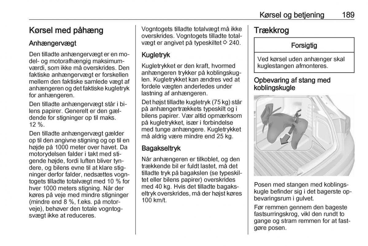 Opel Astra K V 5 Bilens instruktionsbog / page 191