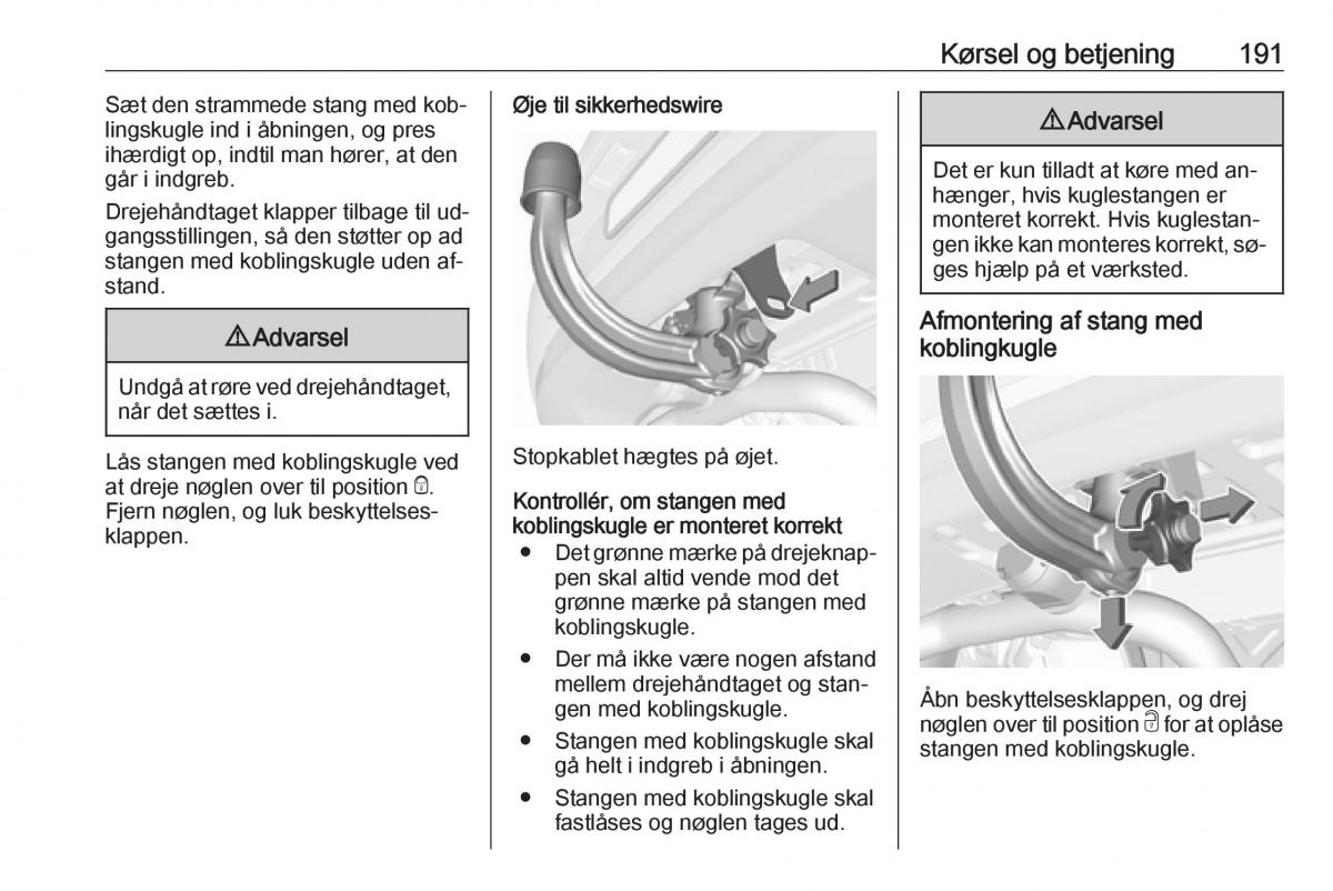 Opel Astra K V 5 Bilens instruktionsbog / page 193