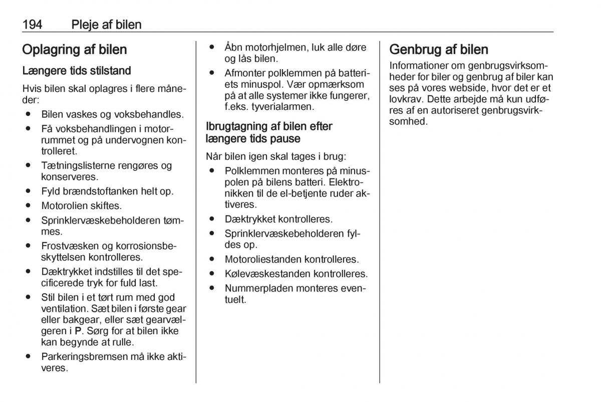 Opel Astra K V 5 Bilens instruktionsbog / page 196