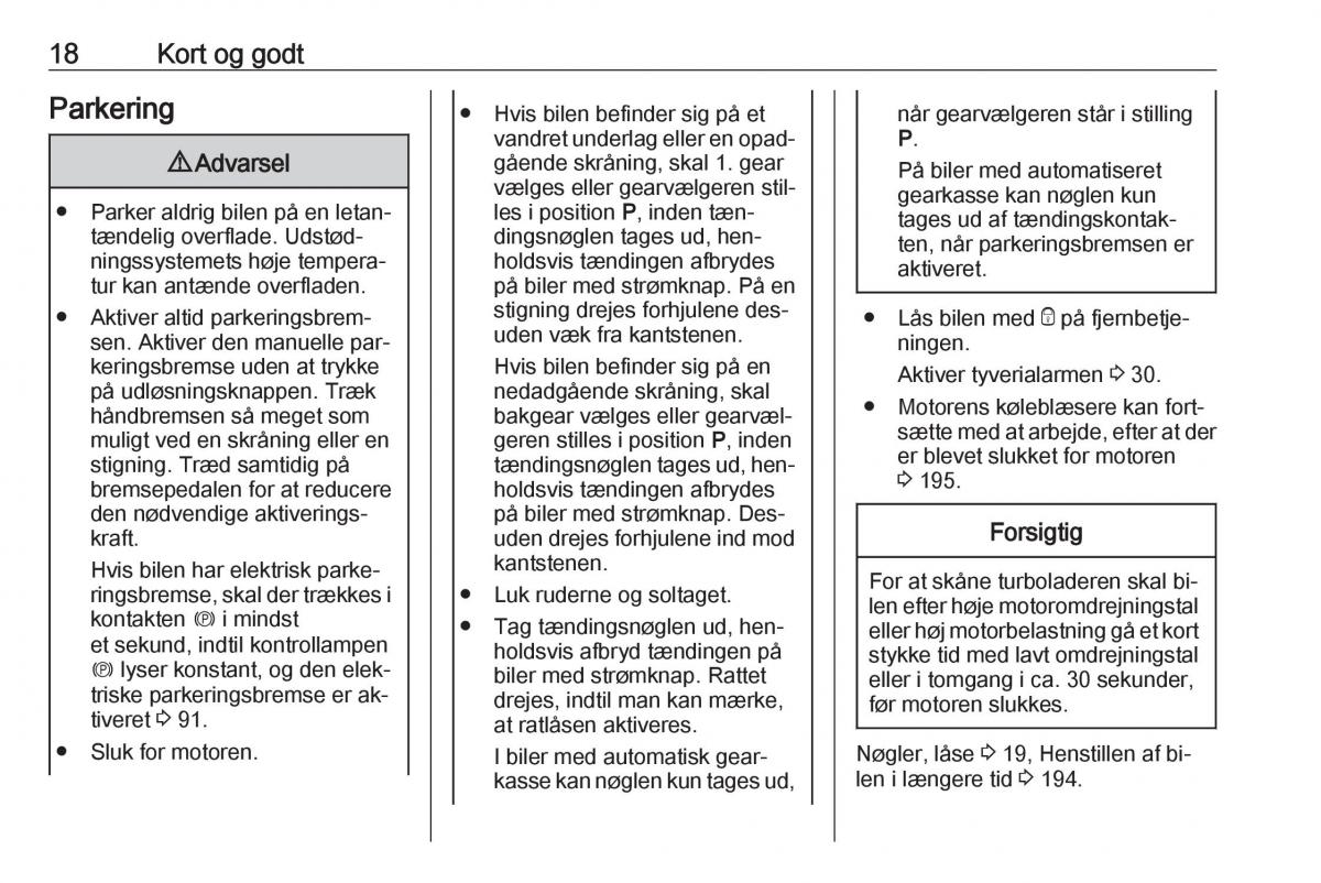 Opel Astra K V 5 Bilens instruktionsbog / page 20