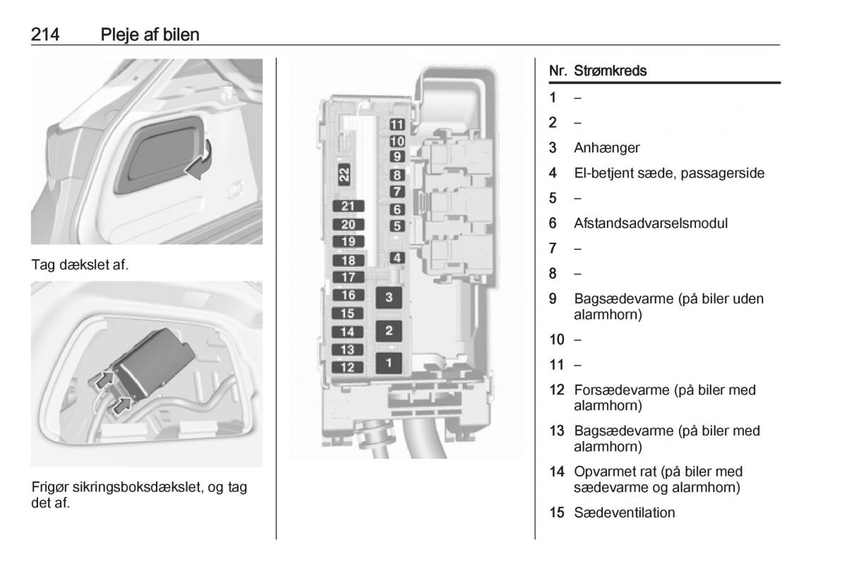 Opel Astra K V 5 Bilens instruktionsbog / page 216