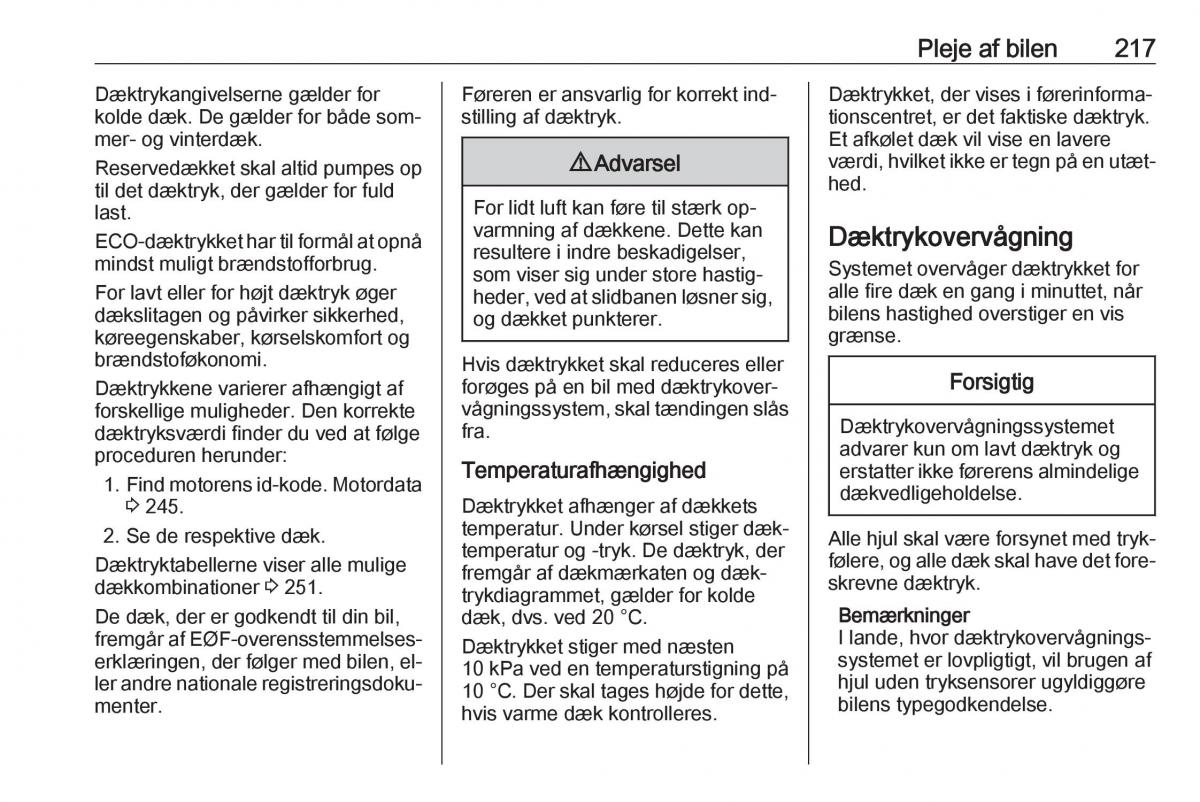 Opel Astra K V 5 Bilens instruktionsbog / page 219