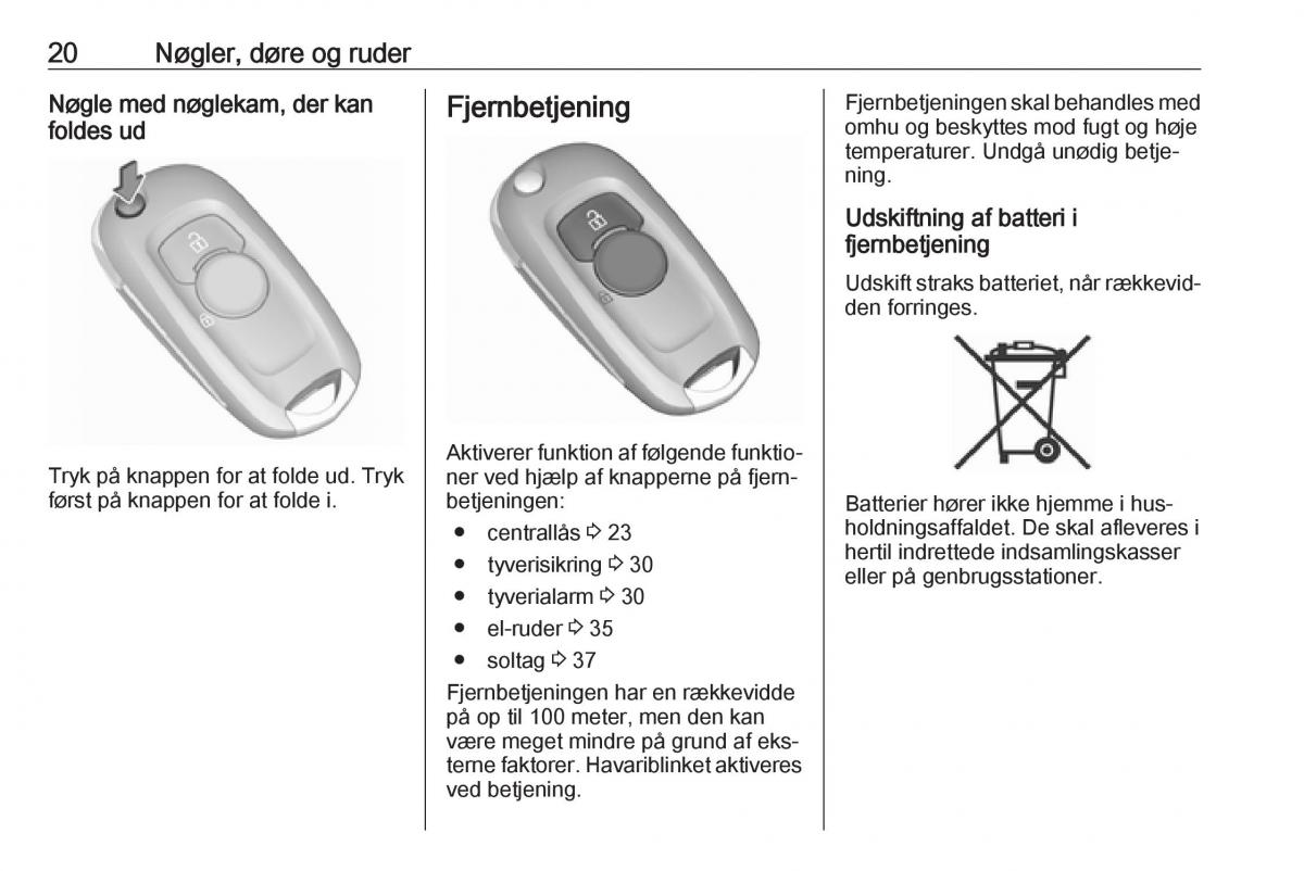 Opel Astra K V 5 Bilens instruktionsbog / page 22