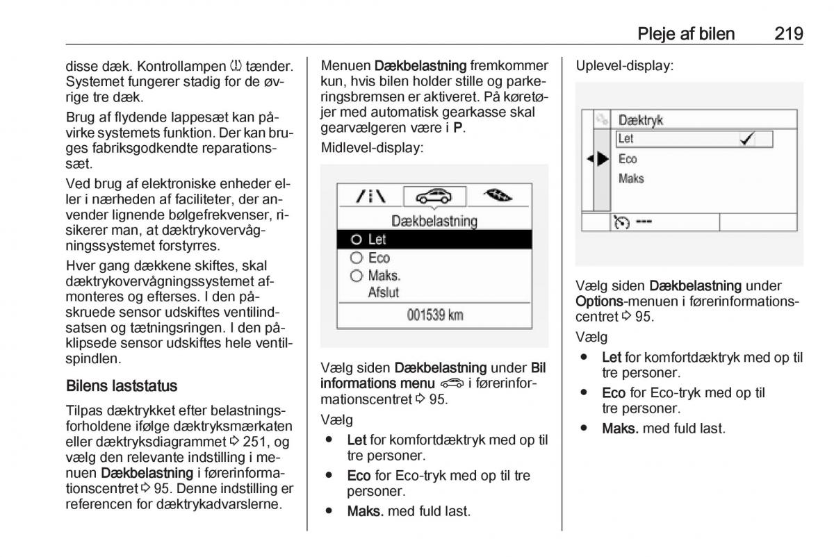 Opel Astra K V 5 Bilens instruktionsbog / page 221