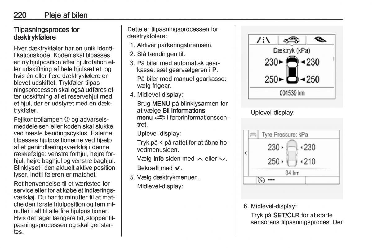 Opel Astra K V 5 Bilens instruktionsbog / page 222