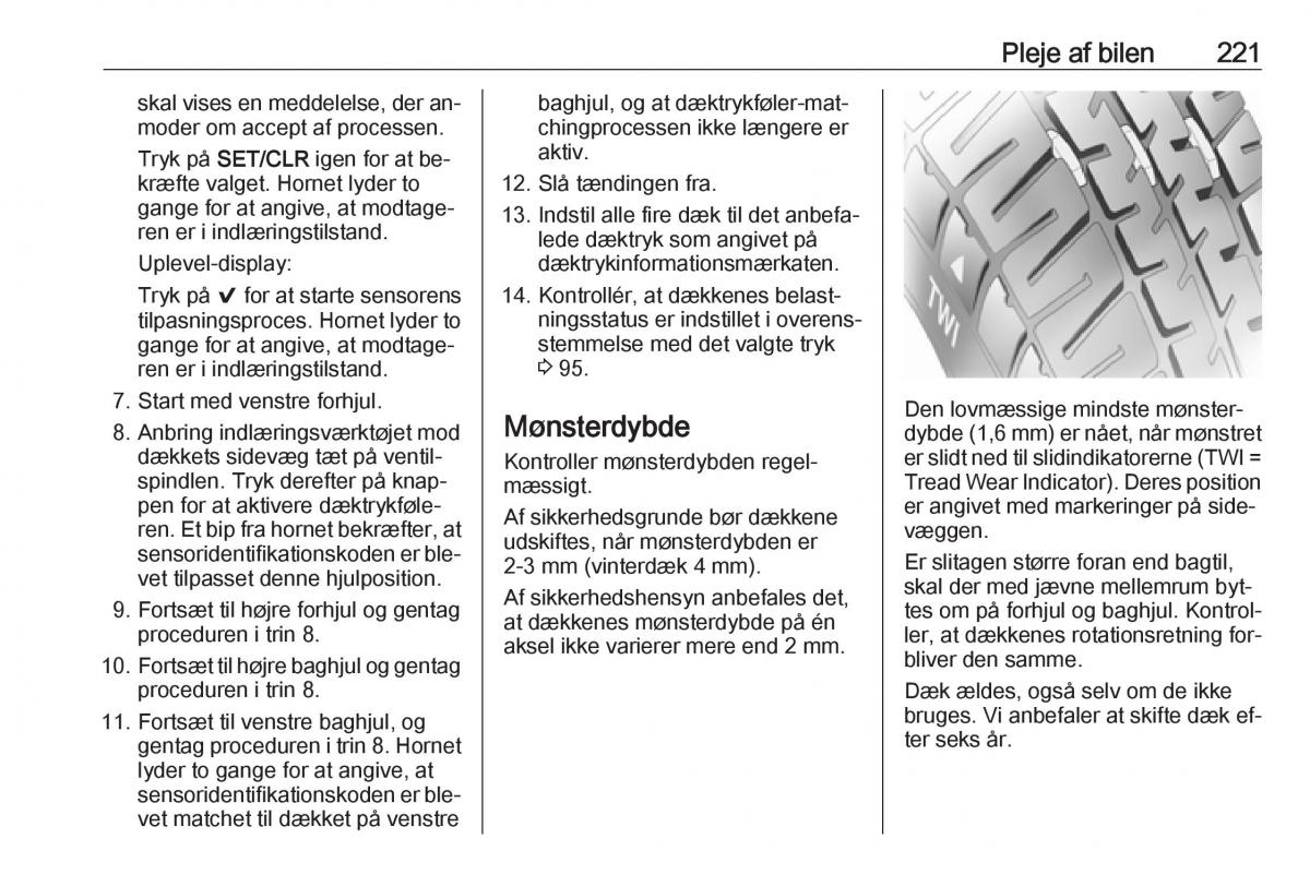 Opel Astra K V 5 Bilens instruktionsbog / page 223