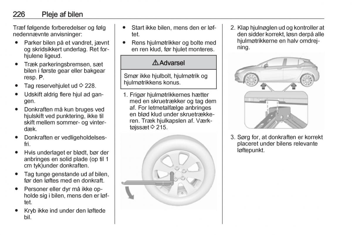 Opel Astra K V 5 Bilens instruktionsbog / page 228