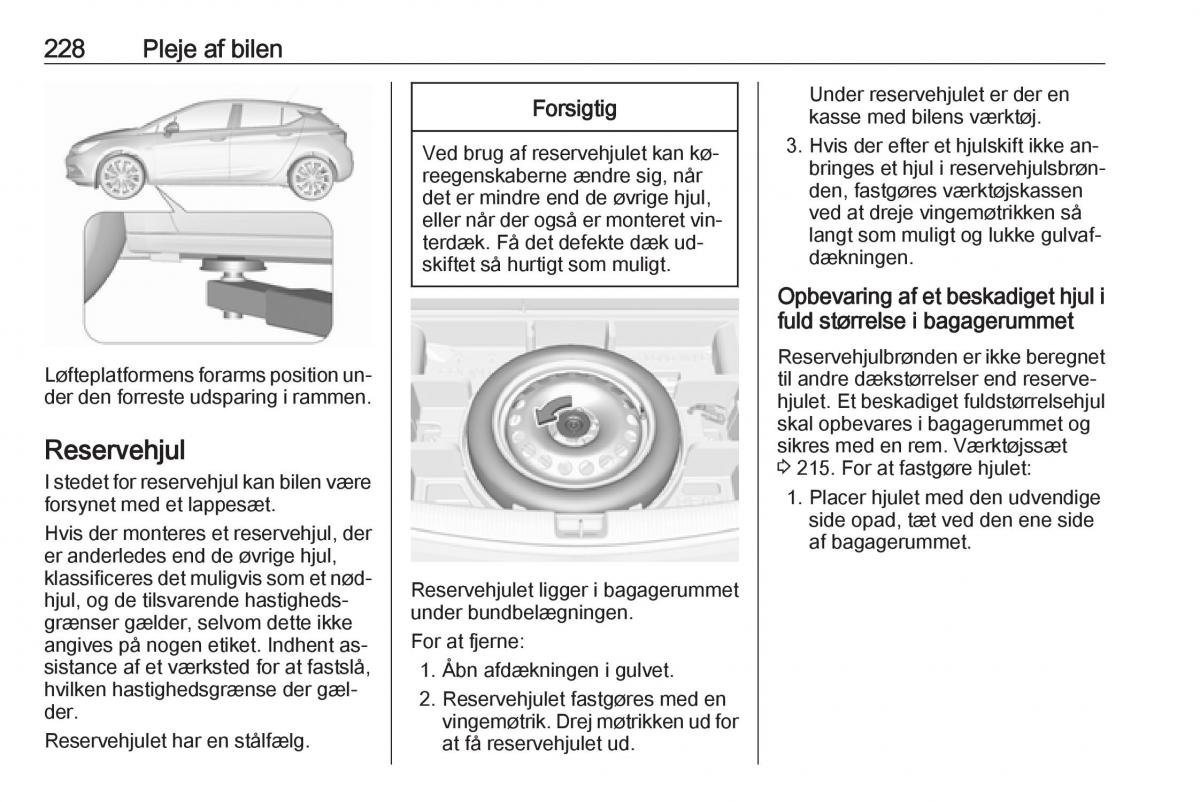 Opel Astra K V 5 Bilens instruktionsbog / page 230