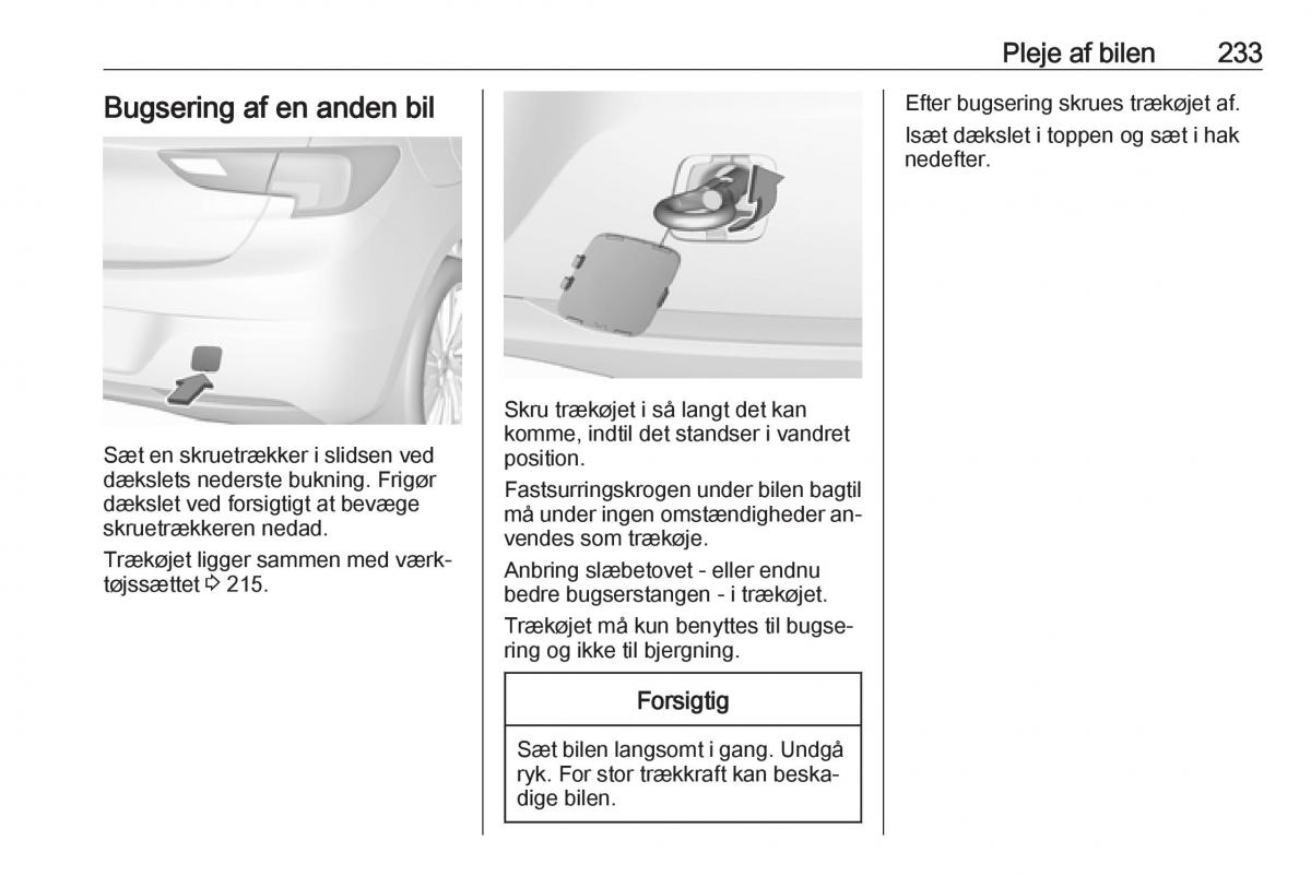 Opel Astra K V 5 Bilens instruktionsbog / page 235