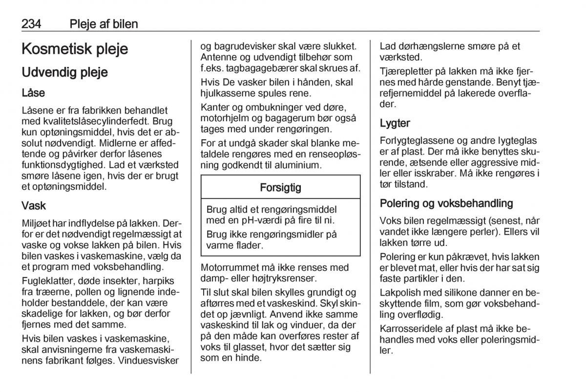 Opel Astra K V 5 Bilens instruktionsbog / page 236