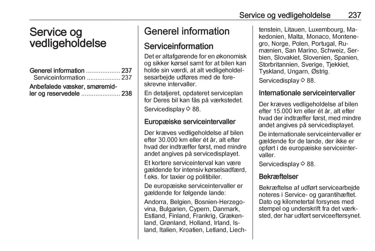 Opel Astra K V 5 Bilens instruktionsbog / page 239